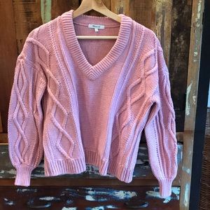 Madewell Pink Chunky 100% Cotton Sweater